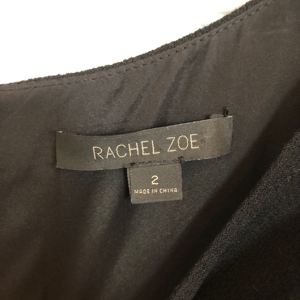 Rachel Zoe 3/4 Length Sleeve Black Wool Fit & Flare Dress Button Detail | 2 - Picture 5 of 8